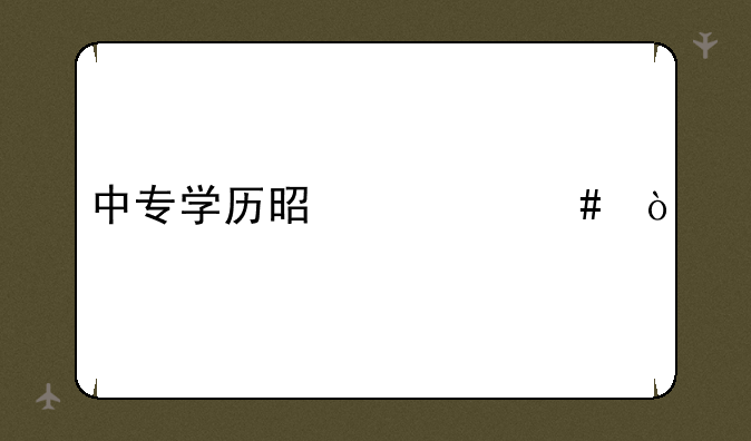 中专学历是什么？