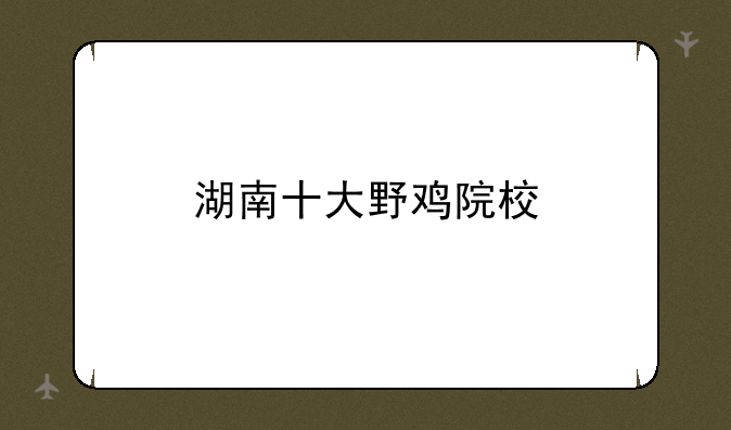 湖南十大野鸡院校