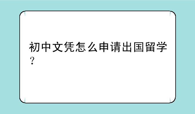 初中文凭怎么申请出国留学？