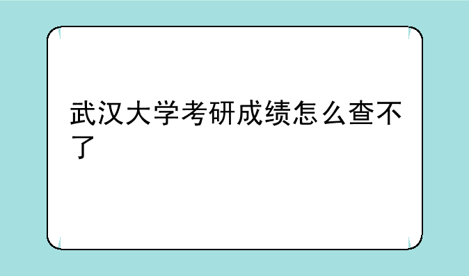 武汉大学考研成绩怎么查不了