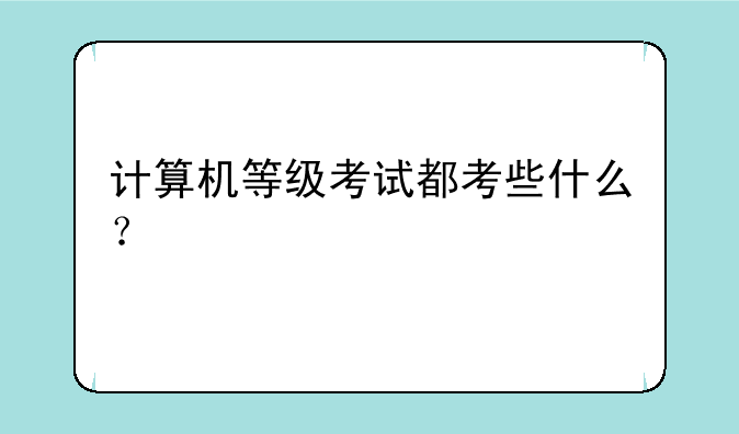 计算机等级考试都考些什么？