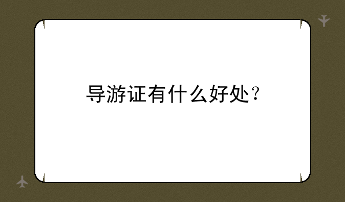 导游证有什么好处？