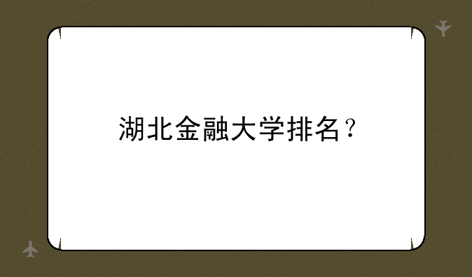 湖北金融大学排名？
