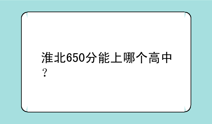 淮北650分能上哪个高中？