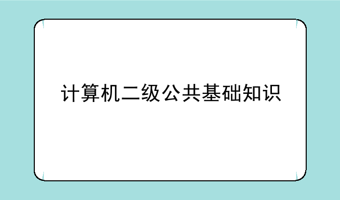 计算机二级公共基础知识