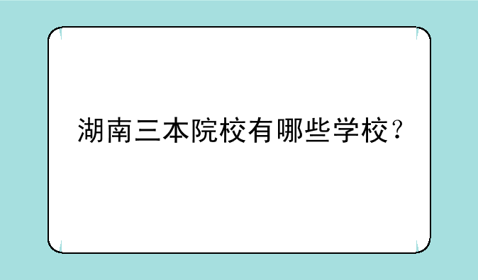 湖南三本院校有哪些学校？