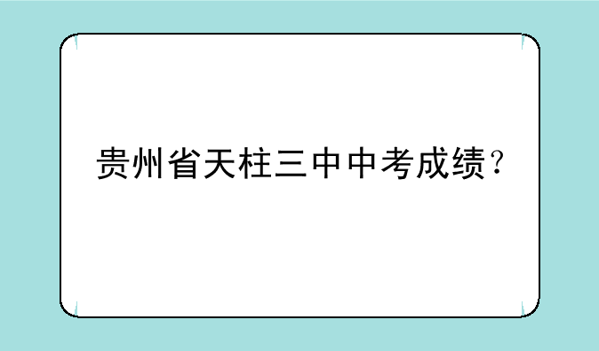贵州省天柱三中中考成绩？