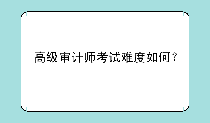 高级审计师考试难度如何？
