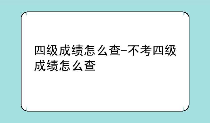 四级成绩怎么查-不考四级成绩怎么查