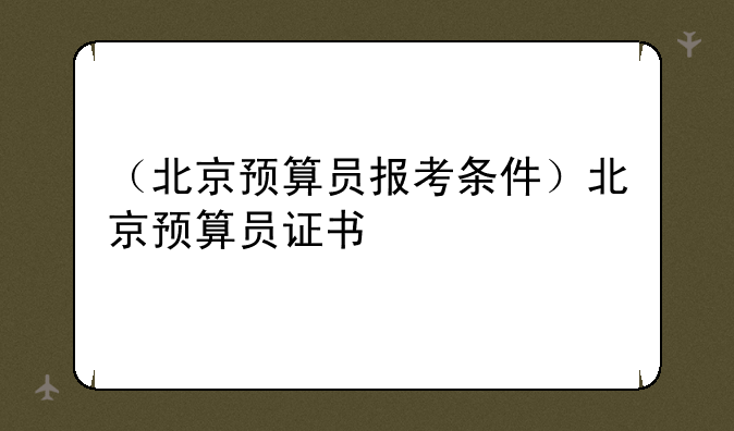 （北京预算员报考条件）北京预算员证书