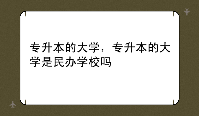 专升本的大学，专升本的大学是民办学校吗