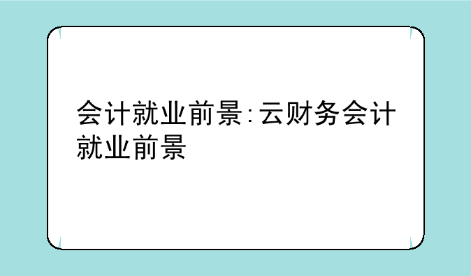 会计就业前景:云财务会计就业前景