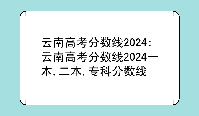 云南高考分数线2024:云南高考分数线2024一本,二本,专科分数线