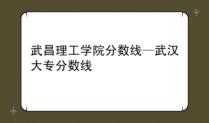 武昌理工学院分数线—武汉大专分数线