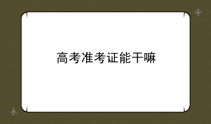 高考准考证能干嘛