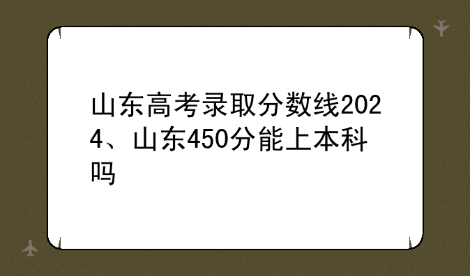 山东高考录取分数线2024、山东450分能上本科吗