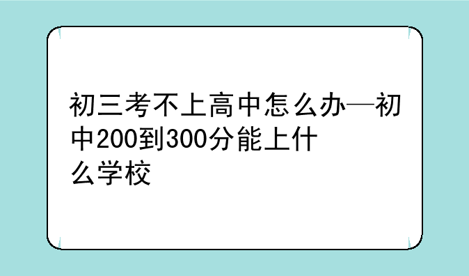 初三考不上高中怎么办—初中200到300分能上什么学校