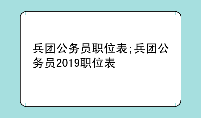 兵团公务员职位表;兵团公务员2019职位表